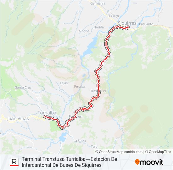 Mapa de TURRIALBA - SIQUIRRES de autobús
