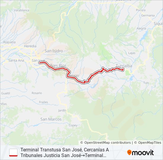 Mapa de SAN JOSÉ - TURRIALBA COLECTIVO de autobús