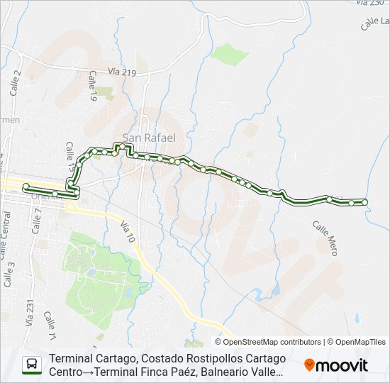 CARTAGO - BLANQUILLO - FINCA PÁEZ Bus Line Map