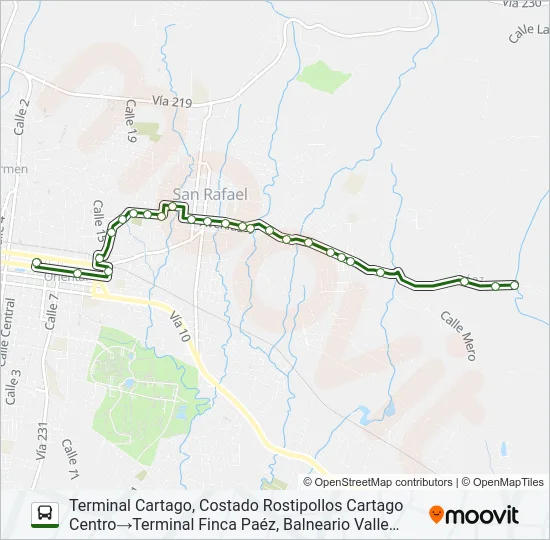 CARTAGO - BLANQUILLO - FINCA PÁEZ Bus Line Map