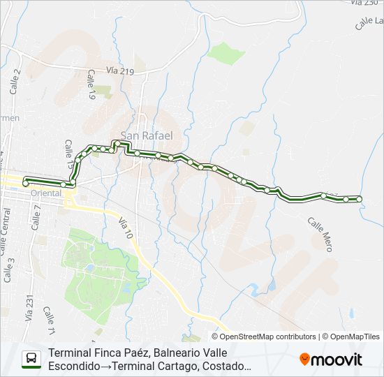 CARTAGO - BLANQUILLO - FINCA PÁEZ Bus Line Map