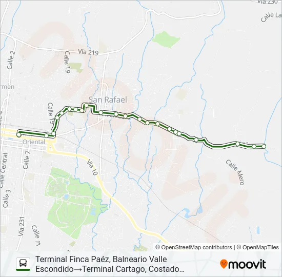 CARTAGO - BLANQUILLO - FINCA PÁEZ Bus Line Map