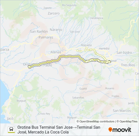 SAN JOSÉ - OROTINA EXPRESO Bus Line Map