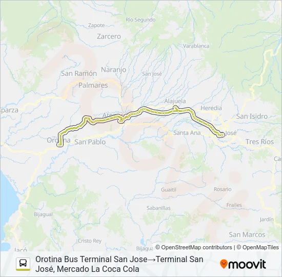 SAN JOSÉ - OROTINA COLECTIVO Bus Line Map