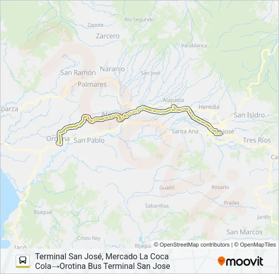 SAN JOSÉ - OROTINA COLECTIVO Bus Line Map