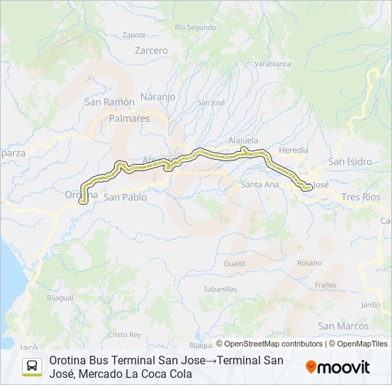 Mapa de SAN JOSÉ - OROTINA COLECTIVO de autobús