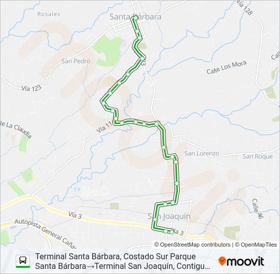 Mapa de HEREDIA - SANTA BÁRBARA POR SAN JUAN de autobús