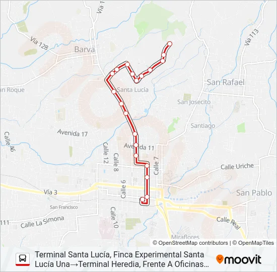 HEREDIA - LA PLAZA Bus Line Map
