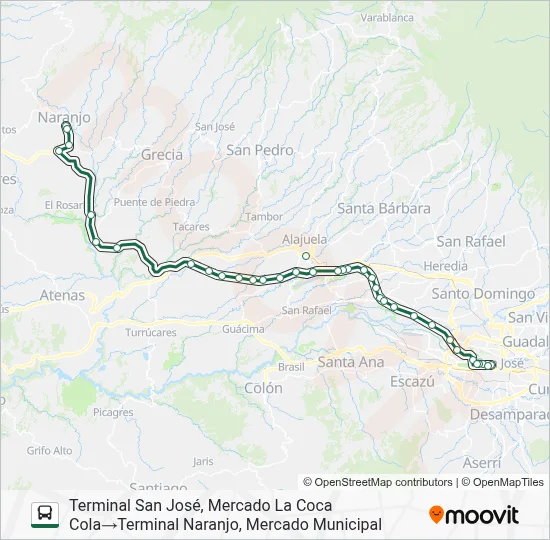 SAN JOSÉ - NARANJO Bus Line Map