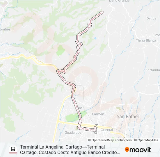 CARTAGO - LA ANGELINA Bus Line Map