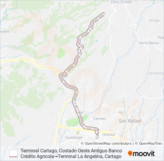 CARTAGO - LA ANGELINA bus Line Map