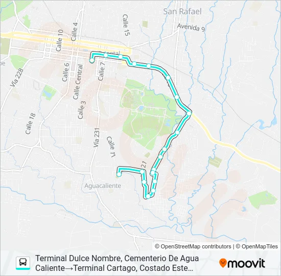 CARTAGO - DULCE NOMBRE Bus Line Map