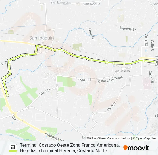 HEREDIA - BARRIO CRISTO REY Bus Line Map