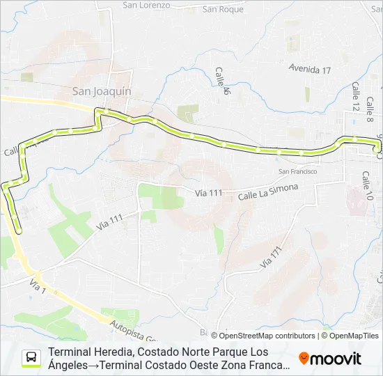 HEREDIA - BARRIO CRISTO REY Bus Line Map
