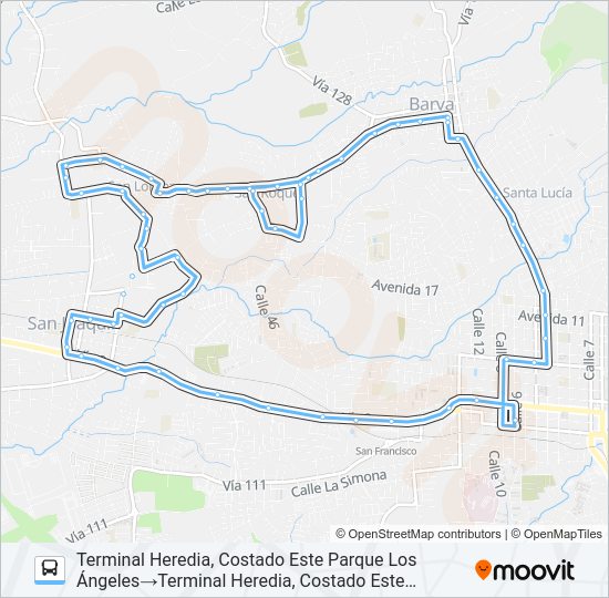 Mapa de HEREDIA - SAN LORENZO - SAN ROQUE de autobús