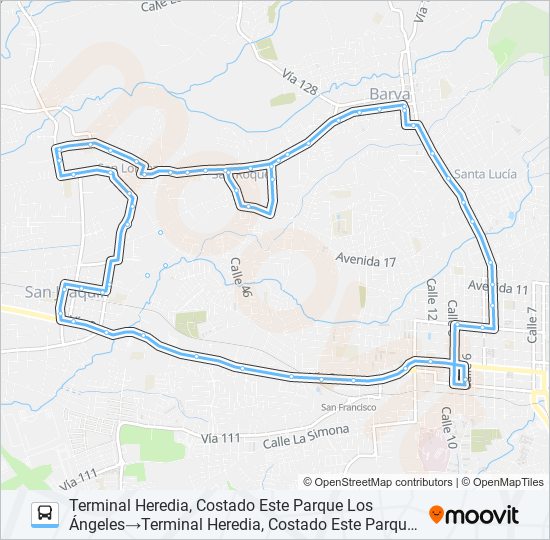 Mapa de HEREDIA - SAN LORENZO - SAN ROQUE de autobús