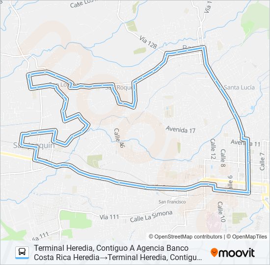 Mapa de HEREDIA - SAN ROQUE - SAN LORENZO de autobús