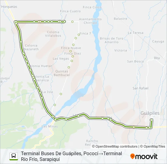 GUÁPILES - RÍO FRÍO Bus Line Map