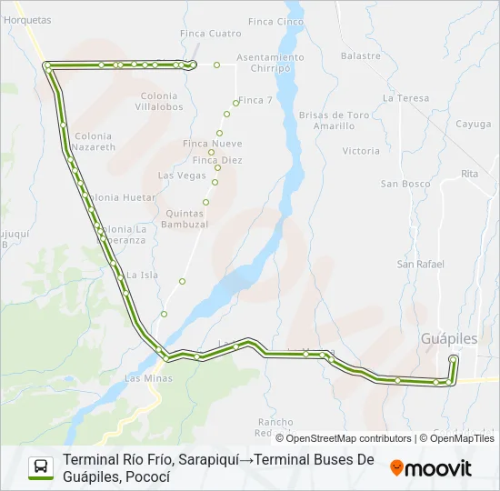 GUÁPILES - RÍO FRÍO Bus Line Map