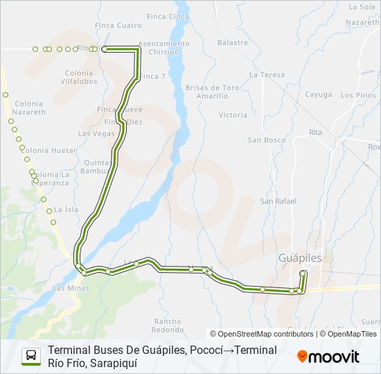 Ruta guápiles río frío: horarios, paradas y mapas - Terminal Buses De ...
