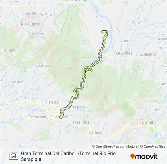 SAN JOSÉ - RÍO FRÍO POR FINCAS Bus Line Map