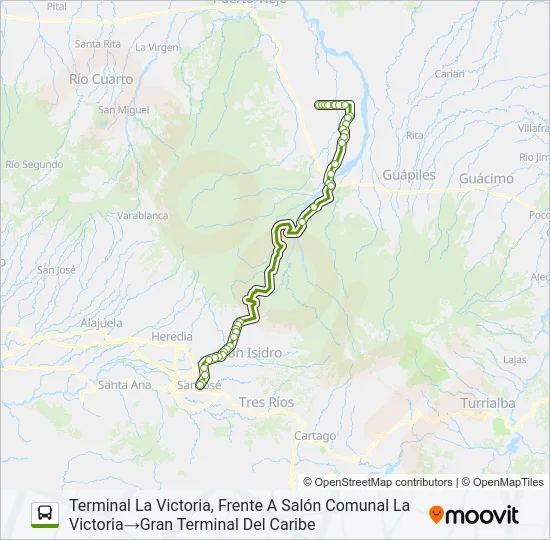 SAN JOSÉ - RÍO FRÍO POR FINCAS Bus Line Map