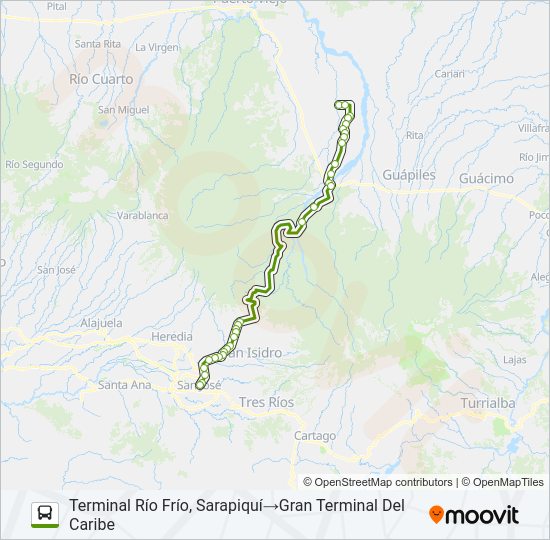 Mapa de SAN JOSÉ - RÍO FRÍO POR FINCAS de autobús
