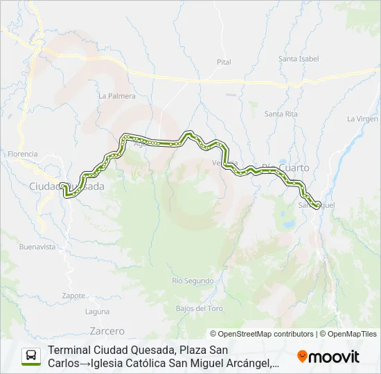 CIUDAD QUESADA - PUERTO VIEJO SARAPIQUÍ Bus Line Map
