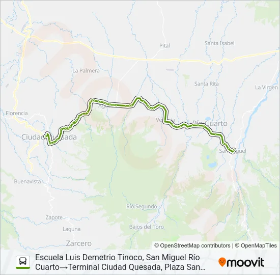 CIUDAD QUESADA - PUERTO VIEJO SARAPIQUÍ Bus Line Map