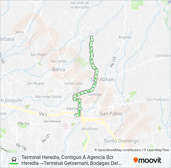 HEREDIA - GETSEMANÍ Bus Line Map