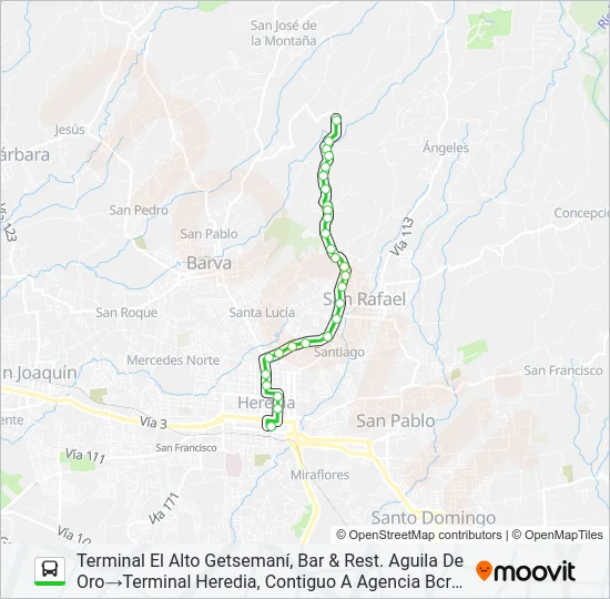 HEREDIA - GETSEMANÍ Bus Line Map