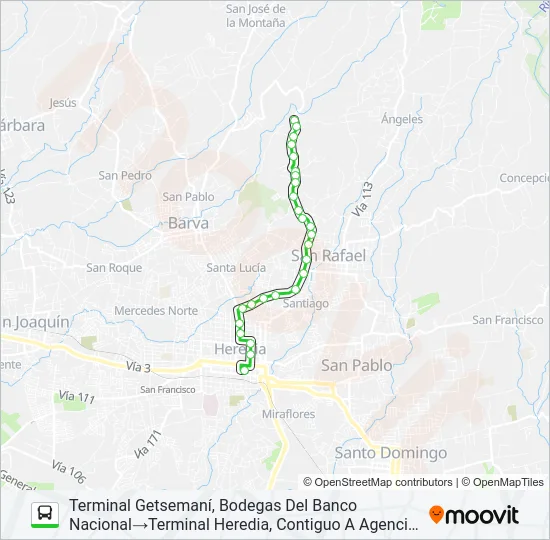 HEREDIA - GETSEMANÍ Bus Line Map