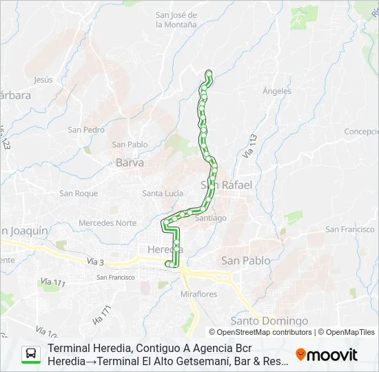 HEREDIA - GETSEMANÍ Bus Line Map