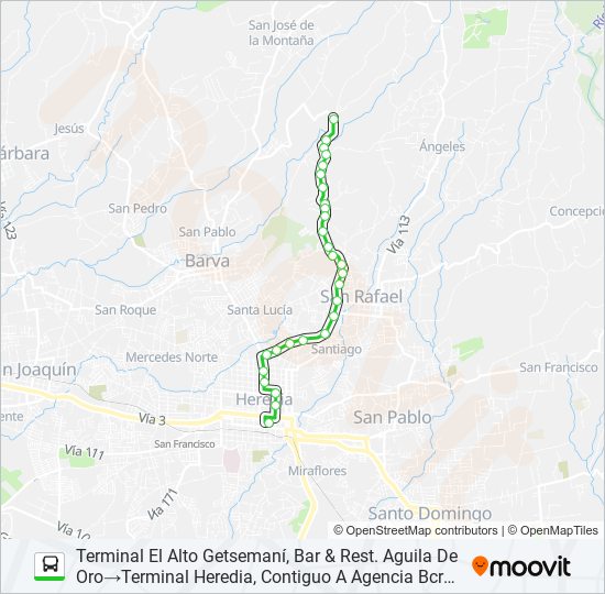 Mapa de HEREDIA - GETSEMANÍ de autobús