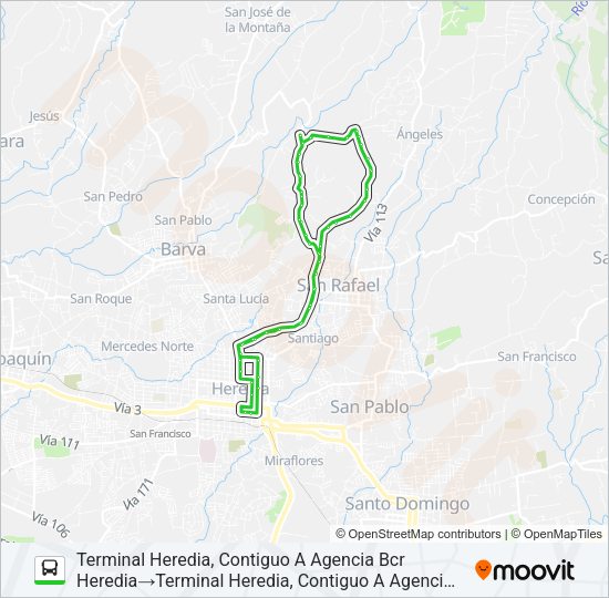 Mapa de HEREDIA - LA JOAQUINA de autobús
