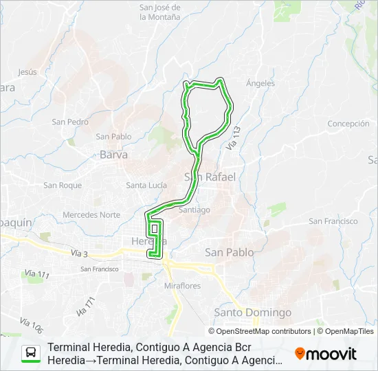 HEREDIA - LA JOAQUINA Bus Line Map