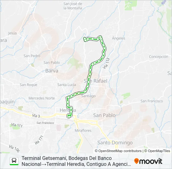 HEREDIA - LA JOAQUINA Bus Line Map