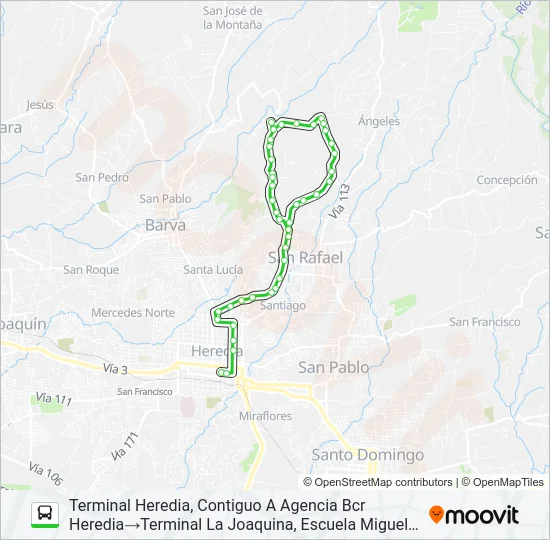 HEREDIA - LA JOAQUINA Bus Line Map