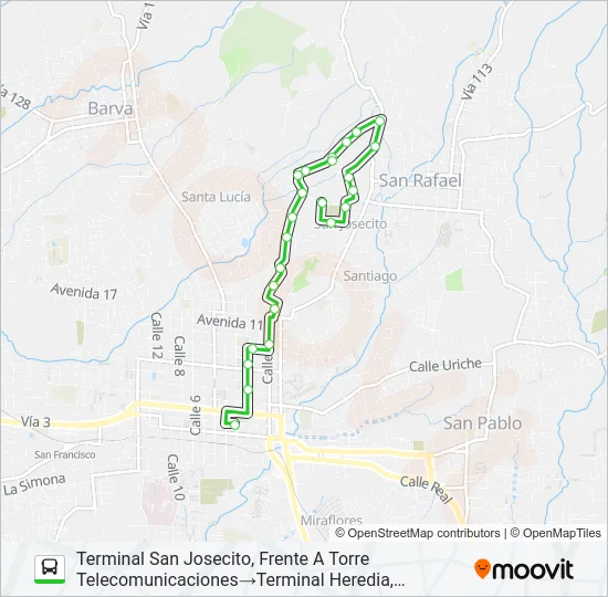 HEREDIA - BAJO LOS MOLINOS Bus Line Map