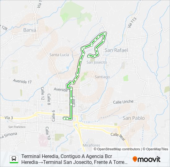 HEREDIA - BAJO LOS MOLINOS bus Line Map