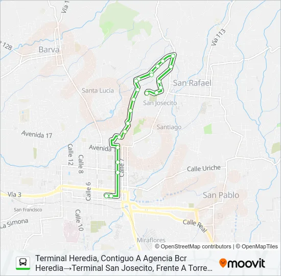 HEREDIA - BAJO LOS MOLINOS Bus Line Map