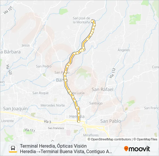 HEREDIA - BUENA VISTA Bus Line Map
