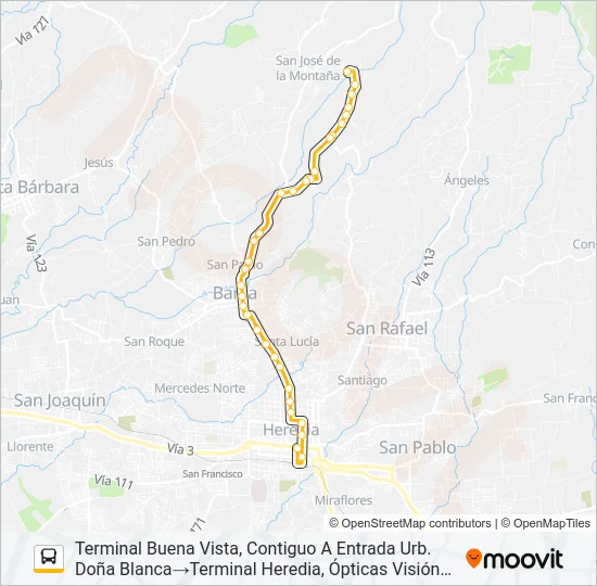 HEREDIA - BUENA VISTA Bus Line Map