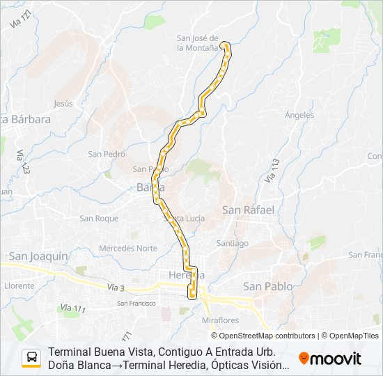 HEREDIA - BUENA VISTA bus Line Map