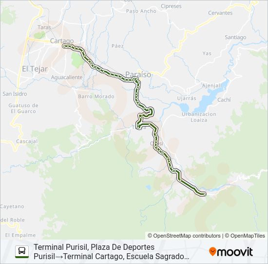 CARTAGO - OROSÍ Y RAMALES Bus Line Map