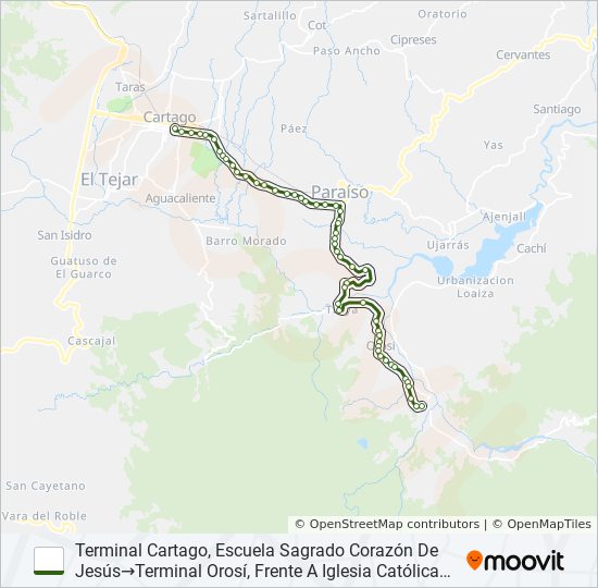 cartago orosí y ramales Route Schedules, Stops & Maps Terminal Cartago, Escuela Sagrado
