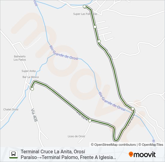 Mapa de SERVICIO CONEXIÓN PALOMO - LA ALEGRÍA de autobús