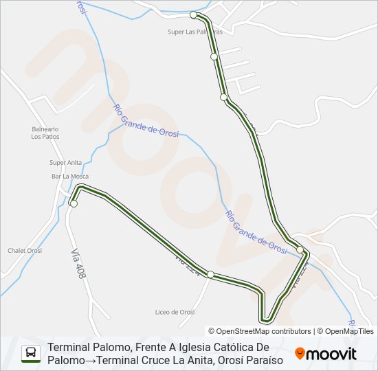 Mapa de SERVICIO CONEXIÓN PALOMO - LA ALEGRÍA de autobús