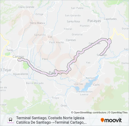 CARTAGO - SANTIAGO Bus Line Map