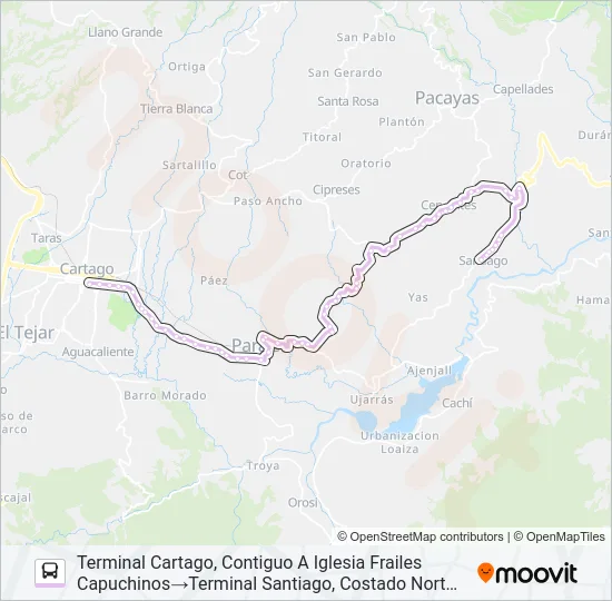 CARTAGO - SANTIAGO Bus Line Map